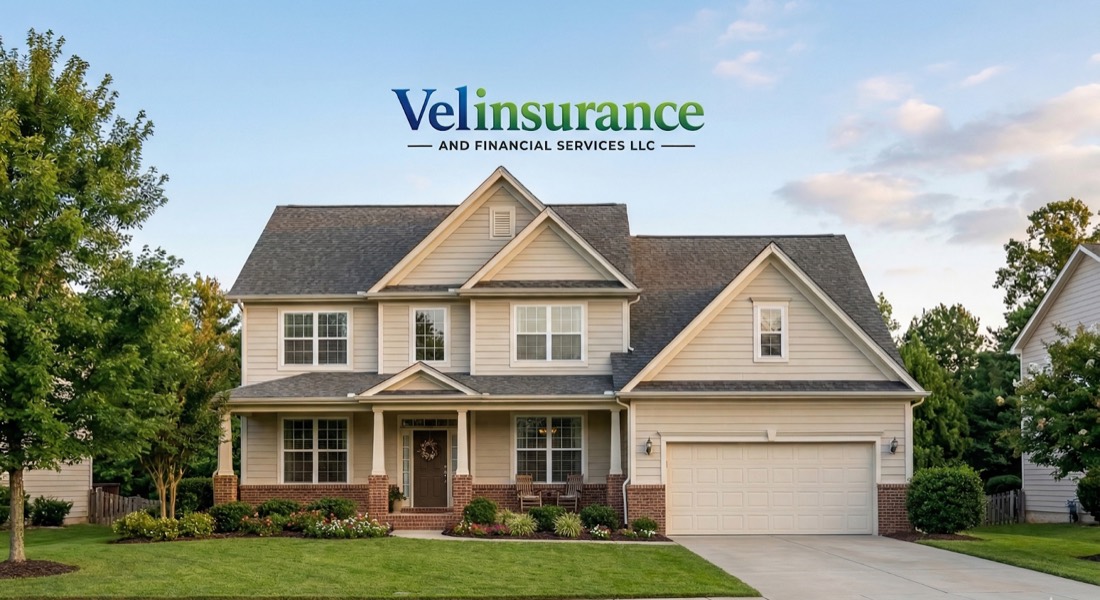 A two-story family home with a front porch
