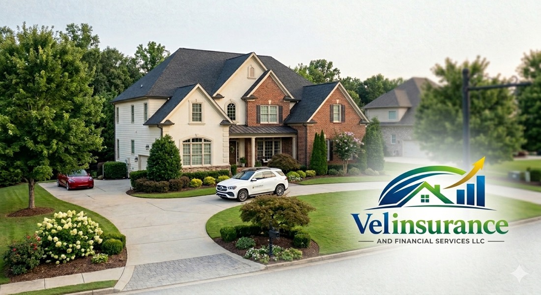A large home with a circular driveway
